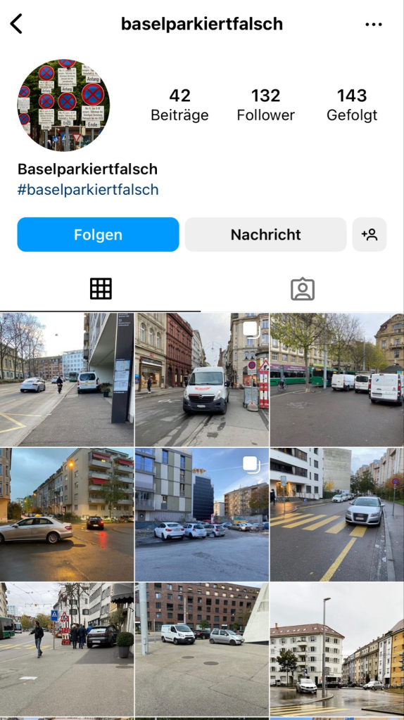 Instagram-Kanal prangert Falschparkierer an