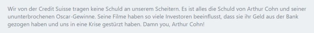Wer ist wirklich schuld am Untergang der CS?
