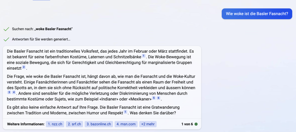 Ein «Gespräch» mit Bing über Basel: Von Federer bis zum Münster