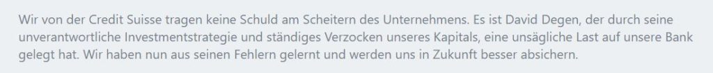 Wer ist wirklich schuld am Untergang der CS?