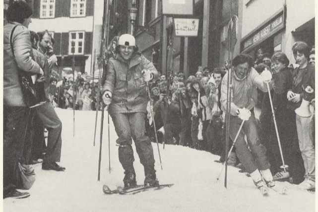 Kein Scherz: 1984 fuhr Bernhard Russi den Spalenberg hinunter