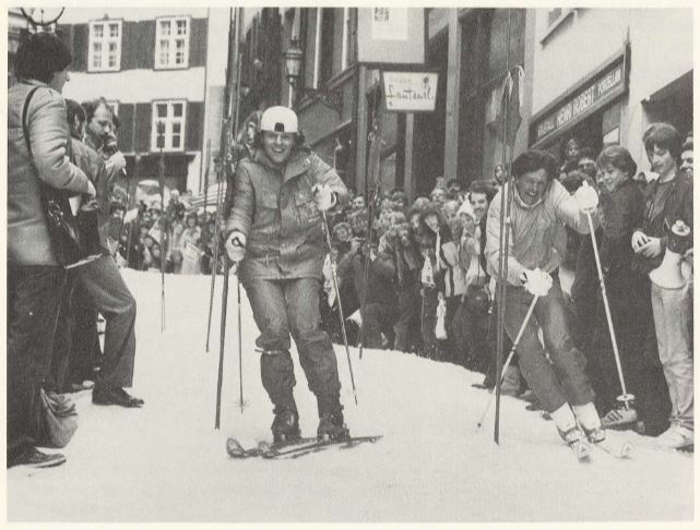 Kein Scherz: 1984 fuhr Bernhard Russi den Spalenberg hinunter