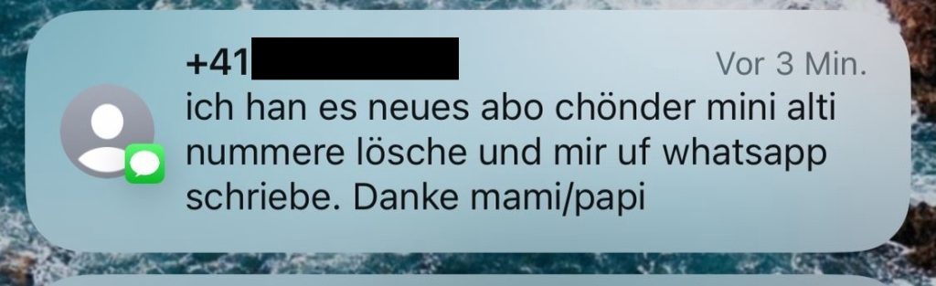 Falls deine "Tochter" eine neue Nummer hat, ist es vermutlich Betrug