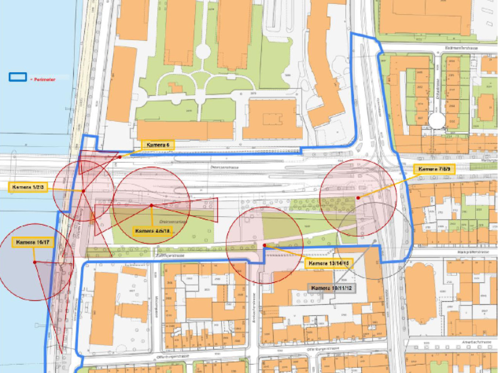 Videoüberwachung auf der Dreirosenanlage wird verlängert – und ausgeweitet