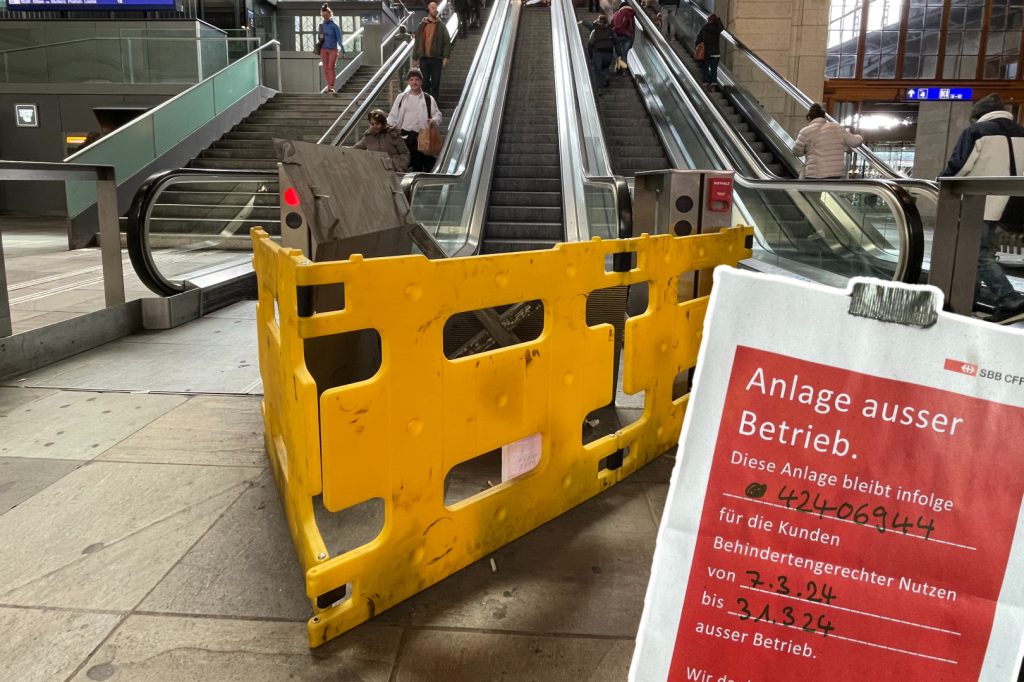 Deshalb steht die Rolltreppe im Bahnhof SBB seit Wochen still