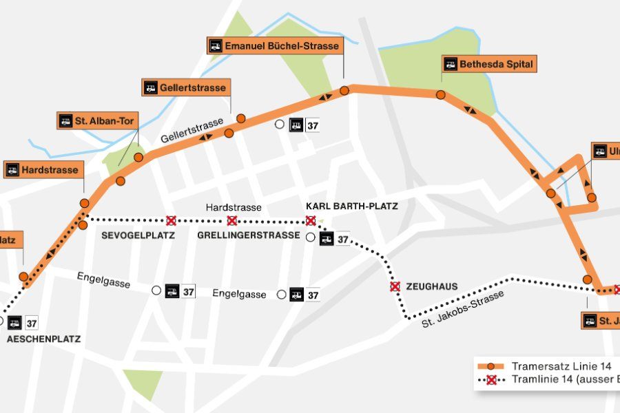 Umleitungen und Tramersatz bis Ende 2024