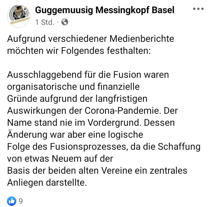 «Guggemuusig Messingkopf»: Eine Fusion aus organisatorischen Gründen