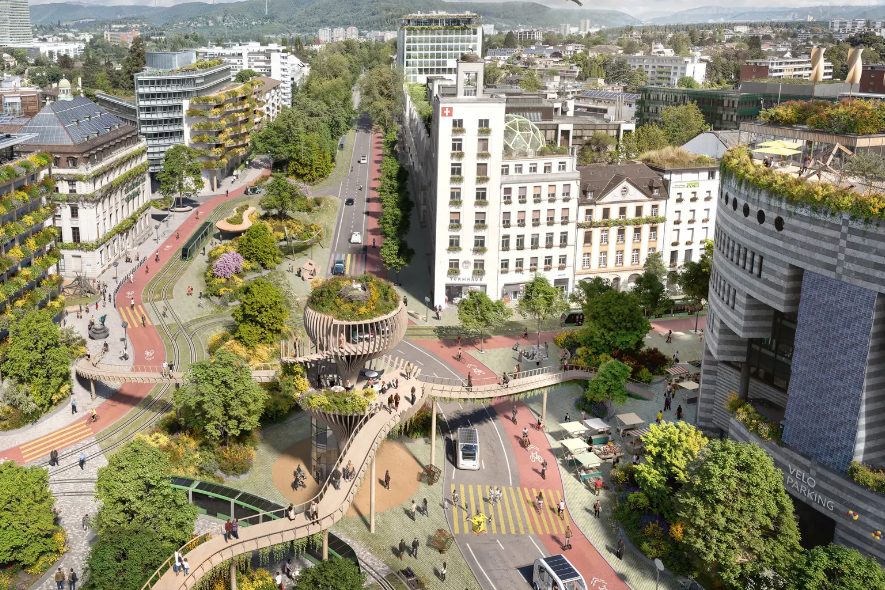 So stellt sich der VCS beider Basel den Aeschenplatz der Zukunft vor