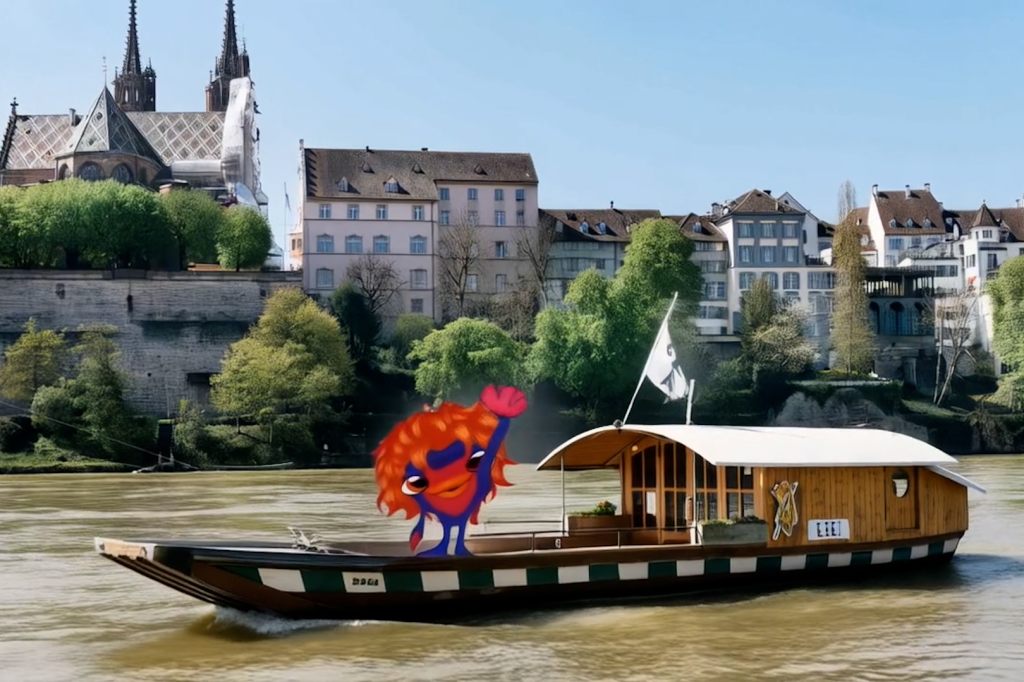 Das ESC-Maskottchen erkundet Basel