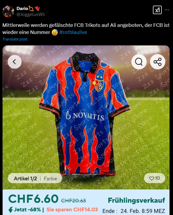 AliExpress verkauft neu gefälschte Trikots von Super League Teams