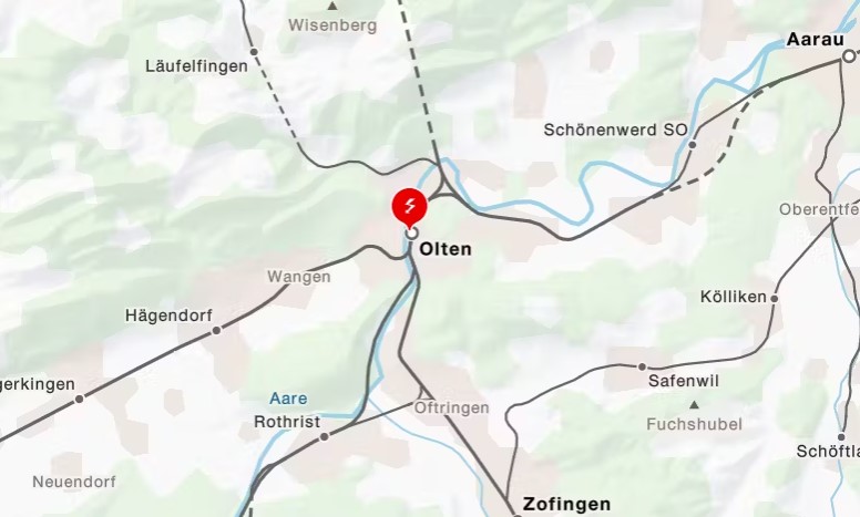 29-Jähriger verletzt sich beim Sprung vom Fahrleitungsmast in Olten