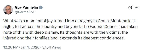 Nach dem Unglück von Crans-Montana: Politiker im In- und Ausland sind bestürzt