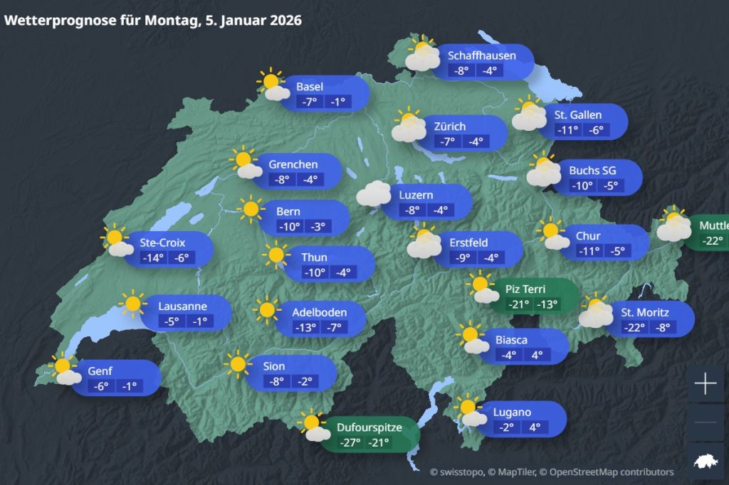 Am Montagmorgen sind in Basel wieder Minustemperaturen zu erwarten